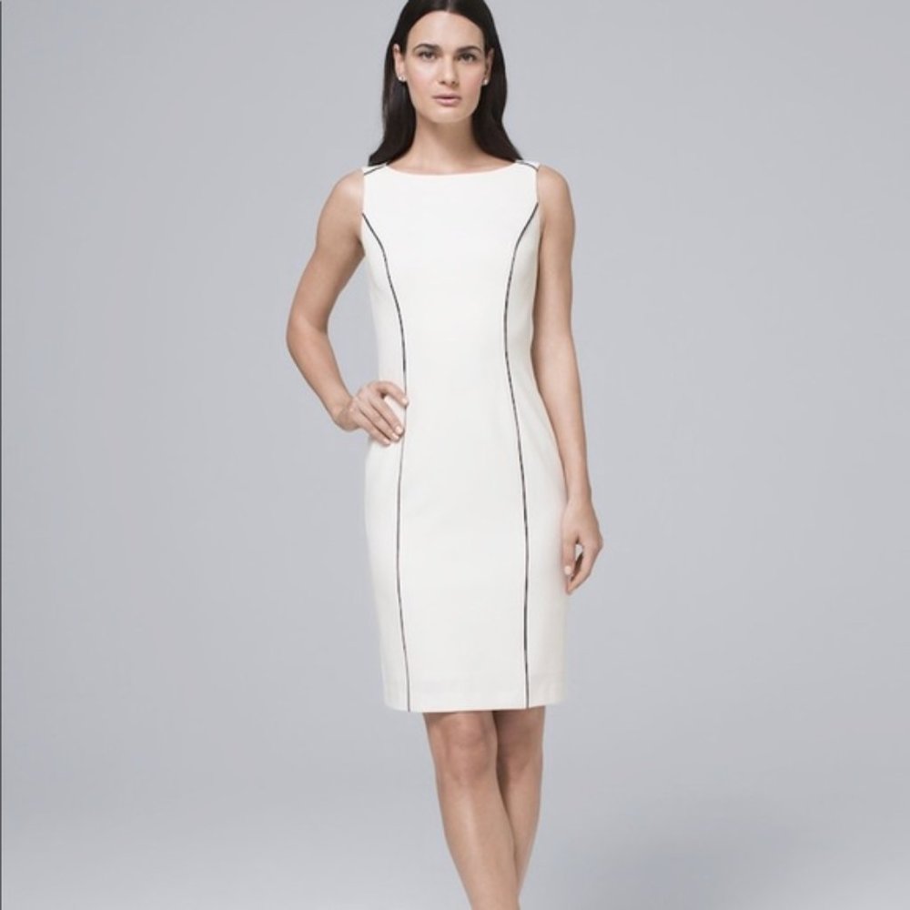 White Piped Sheath Dress - WHBM